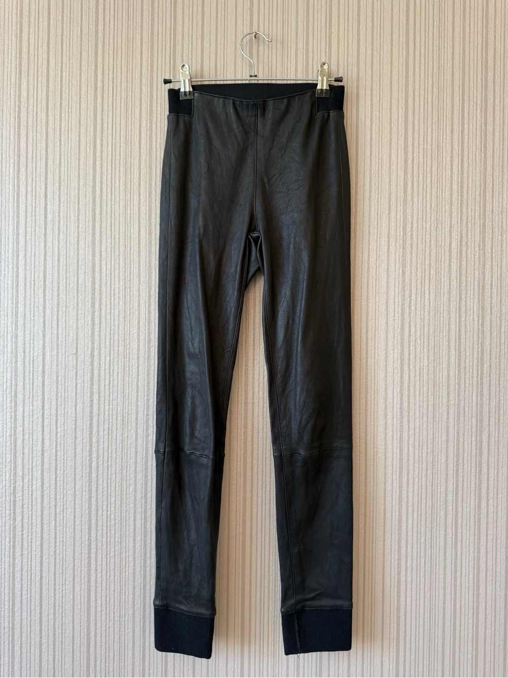 rag & bone Black Faux Leather Jogger-Style Pants